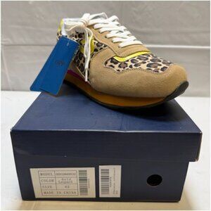 OPP Womens Lace Up Leopard Print Sneakers Gold Size 10.5 NEW